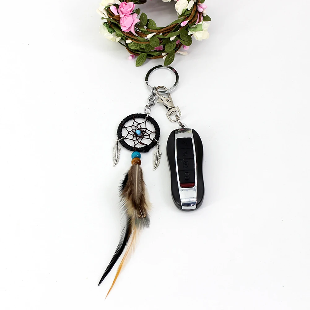 Mini Dream Catcher Car Pendant Wind Chimes Feather Decoration Keychain - £11.24 GBP