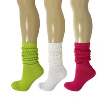 Extra Heavy Cotton Slouch Socks Colorful 3 Pairs Shoe Size 5 to 10 - £14.07 GBP
