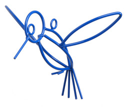 BLUE HUMMINGBIRD Wrought Iron Garden Hanger Amish Handmade Lawn Wall Dec... - £33.56 GBP