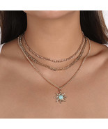 Turquoise &amp; 18K Gold-Plated Sun Pendant Necklace Set - £11.84 GBP