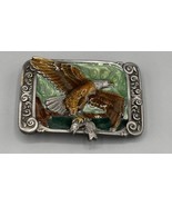 1984 Eagle Enameled Belt Buckle Green/Brown Silver Tone - $16.54