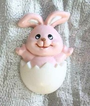 Super Cute Russ Easter Egg Pink Bunny Rabbit Brooch 1980s vintage 1 1/2&quot; - £10.18 GBP