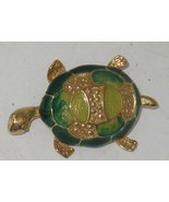 Vintage Multi-tone Green Enamel on Goldtone Turtle Brooch Pin Costume Je... - $12.18 CAD