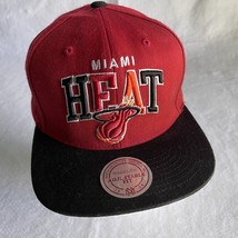 Miami Heat Snapback Hat Cap Mitchell and Ness Hardwood Classics Red Basketball - £23.89 GBP