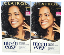 2 Clairol Nice &#39;N Easy 2 Black Permanent Hair Color Cream - £20.77 GBP