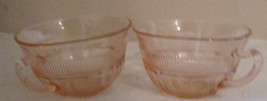 2 vintage pink depression glass teacup coffee cup  - $12.65
