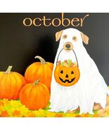Retriever Ghost Halloween Pumpkin Dog Days Poster Calendar 14 x 11&quot; DWDDCal - $56.04 CAD
