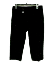 Arden B Black Capri Pants Size 6 Mid Rise Cuffed Flat Front Casual Large Buttons - £11.15 GBP