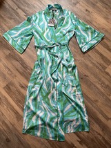 DVF x Target Diane Von Furstenberg Long Satin Disco Zebra Green Robe Size XXS - £12.93 GBP