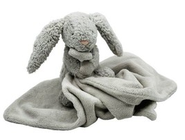Jellycat London Baby Gray Bashful Bunny Rabbit Plush Security Blanket Lovey - £9.77 GBP