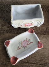 Vintage Japan Porcelain Trinket or Matches Box with Ashtray Lid Hand Pai... - $276.61 MXN