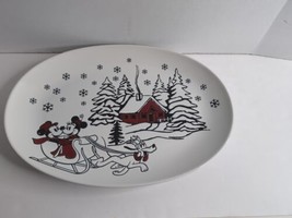 Disney Mickey Minnie Pluto Holiday Ceramic Christmas Serving Tray Dish P... - $26.91