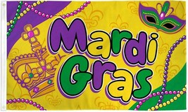 Mardi Gras Flag 3X5 New Orleans Party Holiday Nola Mardi Gras Beads Fat Tuesday - £12.90 GBP