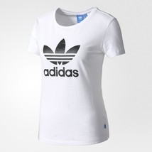 New Originals Adidas Trefoil Womens Tee Top Tshirt Summer White Black BR8054 - £32.06 GBP