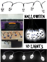 Halloween Skulls LED String Lights Garland Light-Up Spooky Scary Fun Decoration - £11.82 GBP