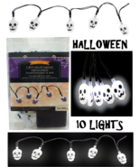 Halloween Skulls LED String Lights Garland Light-Up Spooky Scary Fun Dec... - £11.95 GBP