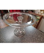 Vtg Etched Footed Glass Cake Stand | Round Vintage Style 10&quot; Diameter 7.... - €29,94 EUR