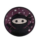 CUTE NINJA IRON ON PATCH 3&quot; Round Embroidered Applique Martial Arts Blac... - $5.41 CAD