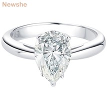 Solitaire Pear Cut Wedding Engagement Rings For Women 100% 925 Sterling Silver A - £37.75 GBP