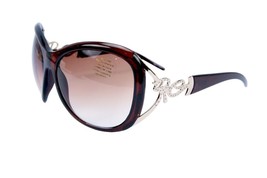 Sunglasses Women Brown Gold Frame Oversize UV400 Polycarbonate Brown Lens - £11.77 GBP