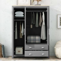 3-Door Wardrobe w/ Cabinets &amp; Hanging Rods - Gray - $7,754.87 MXN