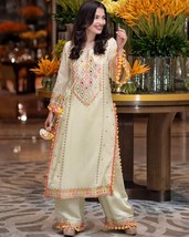 Readymade Palazzo Suit embroidery Mirror sequin Party Wear Pom Lace , M-XXL - $64.95