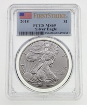 Aigle Américain En Argent S$1 2018 Noté Par PCGS Comme MS-69 Première Fr... - $62.37