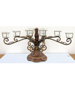 Vintage 8-Piece Centerpiece Metal Candle Holder with Glass  - $246.51