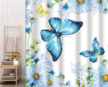 Butterfly Shower Curtain 72 X 72 Inch, Blue Wildflowers Daisy Butterfly ... - £20.33 GBP
