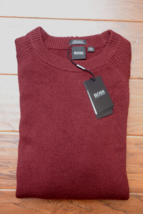 Hugo Boss Men&#39;s Banilo Regular Fit Dark Red 100% Cashmere Knit Sweater S - £88.80 GBP