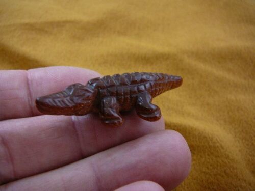 (y-all-563) ALLIGATOR Aligator Gator orange goldstone gem carving I love... - $14.01