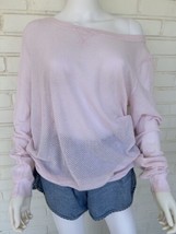 Michael Stars Top Light Pink Perforated Long Sleeve One Size - $27.09