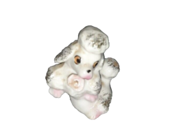 Vintage Miniature Poodle Ceramic Figurine Made Japan Pink Gold - $7.19