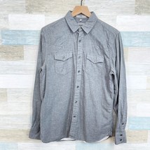 7 For All Mankind Flannel Western Shirt Gray Button Front Cotton Mens Small - £23.22 GBP