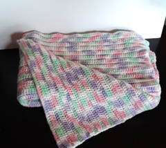 Baby Blankets Hand Crocheted Pink Purple Soft Blanket Crocket - £12.70 GBP