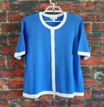 The TOG Shop Women&#39;s Knit Top PXL Baby Blue w White Trim - £18.66 GBP