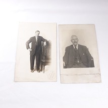 Faded Real Photo Men Portraits Vintage Postcard Lot of 2 - £9.49 GBP