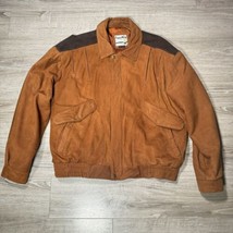 Pioneer Wear Bomber Leather Jacket Men&#39;s XL Tan Brown Western Vtg - $59.39