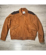 Pioneer Wear Bomber Leather Jacket Men&#39;s XL Tan Brown Western Vtg - $81.48 CAD