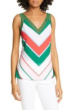 Ted Baker Paisly Striped Tank Top White Green V Neck  SZ 2 TED 6 US NWT - $71.20