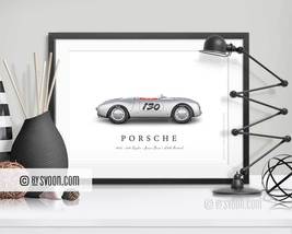 Classic Sports Car Print, Grey Race Car Drawing, GT Grand Tourer Roadster, Gift  - £9.38 GBP+