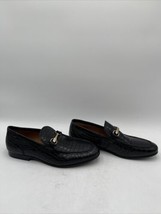 Saks Fifth Avenue Men&#39;s Ferrara Croc-Embossed Leather Bit Loafers Black Size 10M - £48.35 GBP