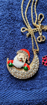 New Betsey Johnson Necklace Santa Clause Moon Christmas Festive Collectible Nice - £11.98 GBP