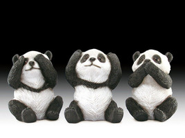 Pandas Figurines See Speak Hear No Evil set of 3 Resin Collectibles Anim... - £18.01 GBP