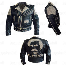 New Men&#39;s EL Patron Punk Black Silver Spiked Studded Skull Leather Jacket-561 - £343.71 GBP
