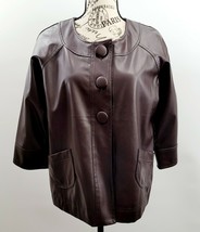 Mountain Lake Brown 3 Button Faux Leather 3/4 Sleeve Jacket Sz Petite L - £20.04 GBP