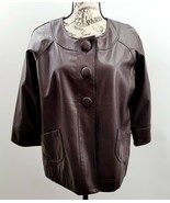 Mountain Lake Brown 3 Button Faux Leather 3/4 Sleeve Jacket Sz Petite L - £19.98 GBP