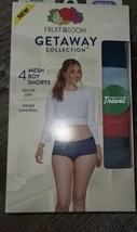 Fruit of the Loom ~ 4-Pair Womens Boyshort Underwear Panties Getaway ~ 2XL/9 - £18.17 GBP