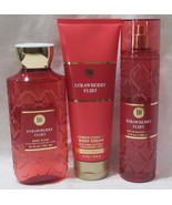Bath &amp; Body Works Wash Cream Fragrance Mist Set Lot of 3 STRAWBERRY FLIRT - $52.99