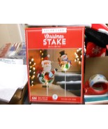 Solar Powered LED Metal Christmas Santa Stake Lights Garden Pathway - $501.53 MXN